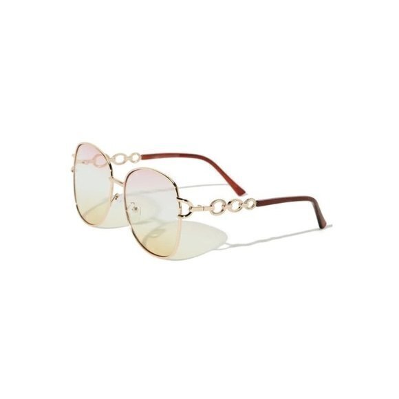 Desert Daze Round Frame‎ Metal Frame Gradient Lens Temple Design Sunglasses Pink main image 8